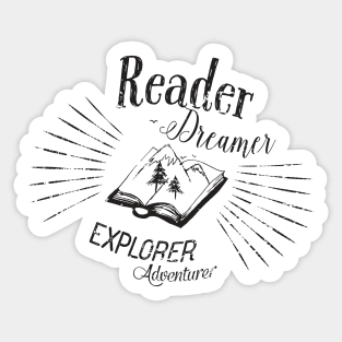 "Reader Dreamer Explorer Adventurer" Books Sticker